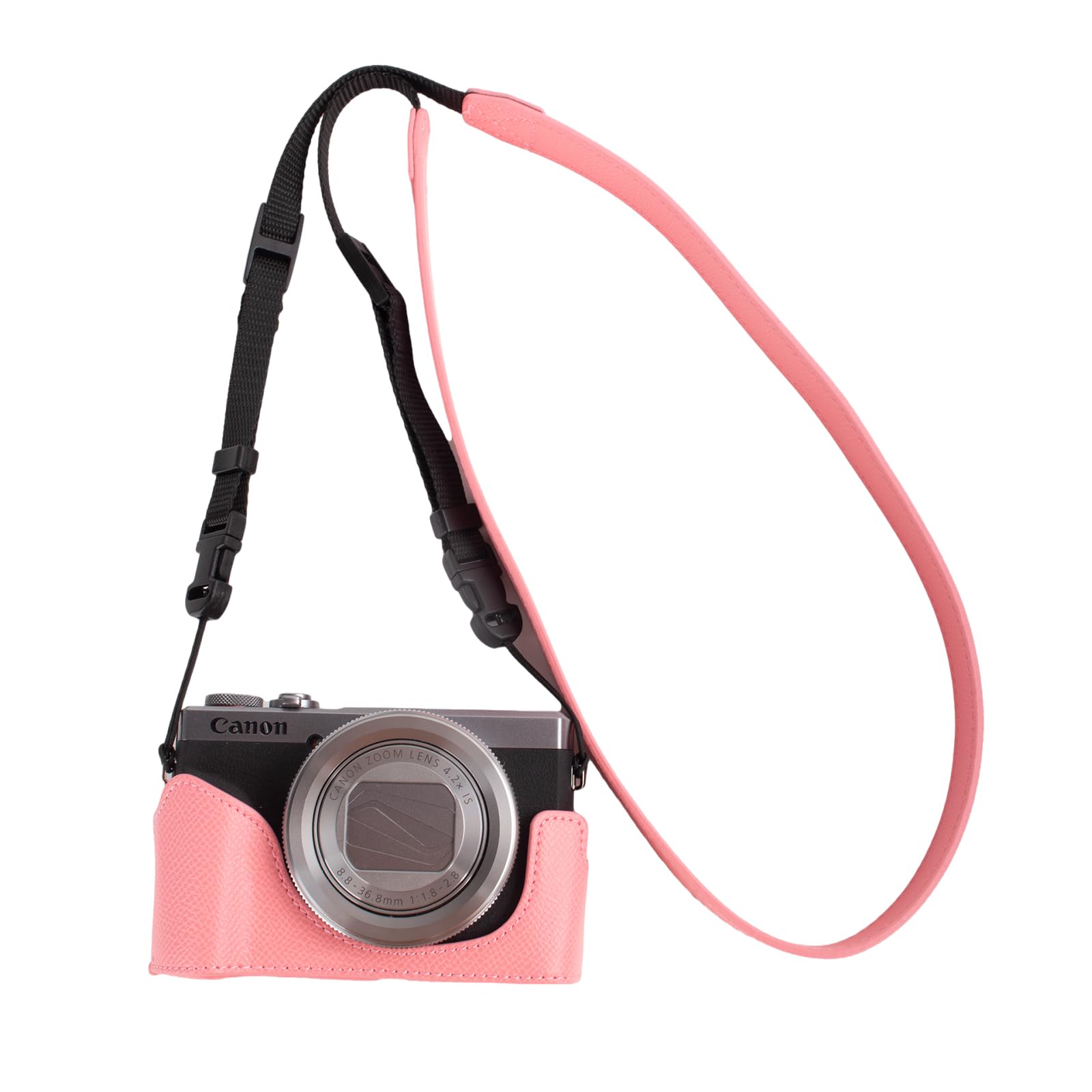 Protective Camera Case for Canon Powershot G7X series,fit for Canon PowerShot G7X Mark III/G7X Mark II/G7 X Half Case With Adjustable Shoulder Strap PU g7x mark iii accessories lightweight-PK