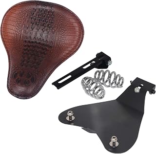 Brown Alligator Large Solo Slim Driver Seat 3" Spring Bracket Base Pan For Harley Bobber Chopper Road Glide Dyna Sportster Custom