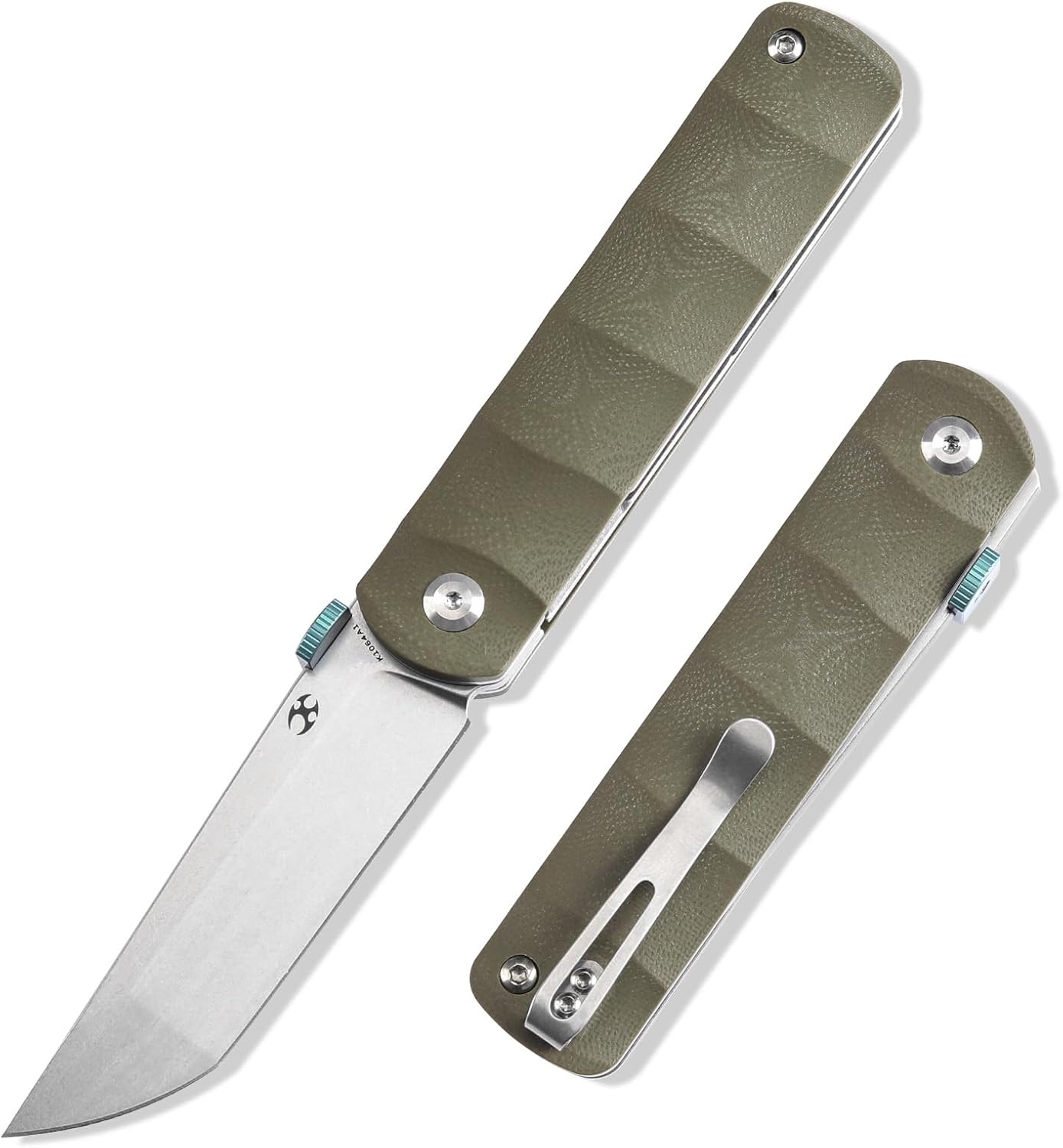 KANSEPT BTF Pocket Folding Knives for Men EDC Camping Knife 3.24'' Blackwashed CPM S35VN Blade with Green G10 Handle K1064A1