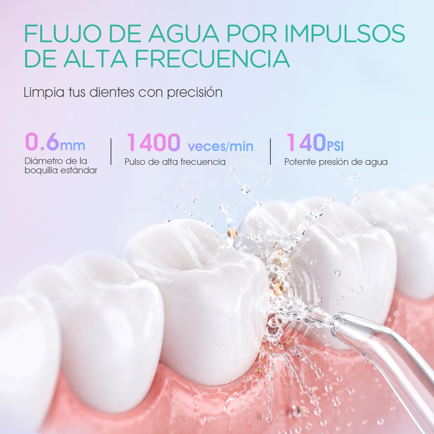 Irrigador Dental Portatil Mini, Irrigador Bucal con 5 Modos e IPX7 Impermeable, Inalámbrico y Recargable, Apto para Limpieza Dental en Casa y Viaje WF510 (Morado)