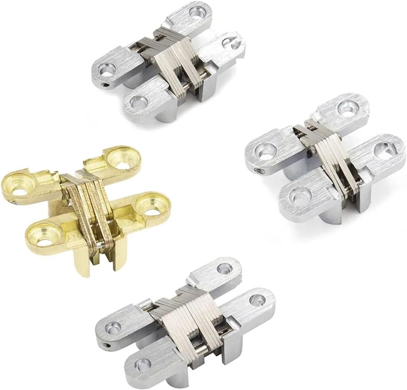 Door Hinges Concealed Barrel Cross Hinge Wooden Box Folding Door Invisible Hinges Window Furniture Cabinet Door Hardware(Golden 11x40MM)