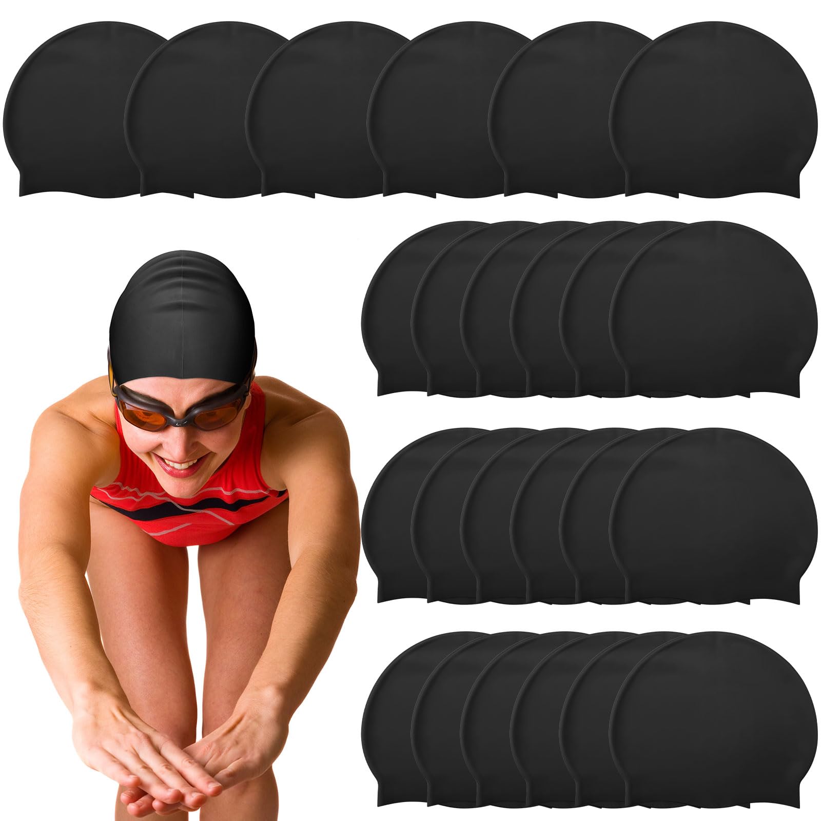 Silkfly Gorro de natación unisex de silicona para hombres y mujeres, impermeable, duradero, antideslizante, elástico, sin arrugas, para entrenamiento y carreras, pelo largo y corto