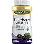 Nature\'s Bounty Elderberry Gummies, Dietary Supplement, Supports Immune Health, Contains Vitamin A, C, D, E and Zinc, 100 mg, 120 Gummies