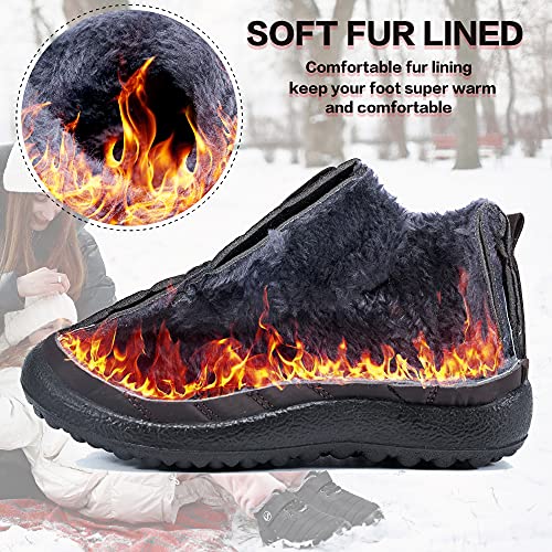 Ablanczoom Boys Girls Winter Snow Boots - Comfortable Warm Fur Lined Toddler Boot Outdoor Waterproof Slip On Walking Ankle Booties For Little Kid3