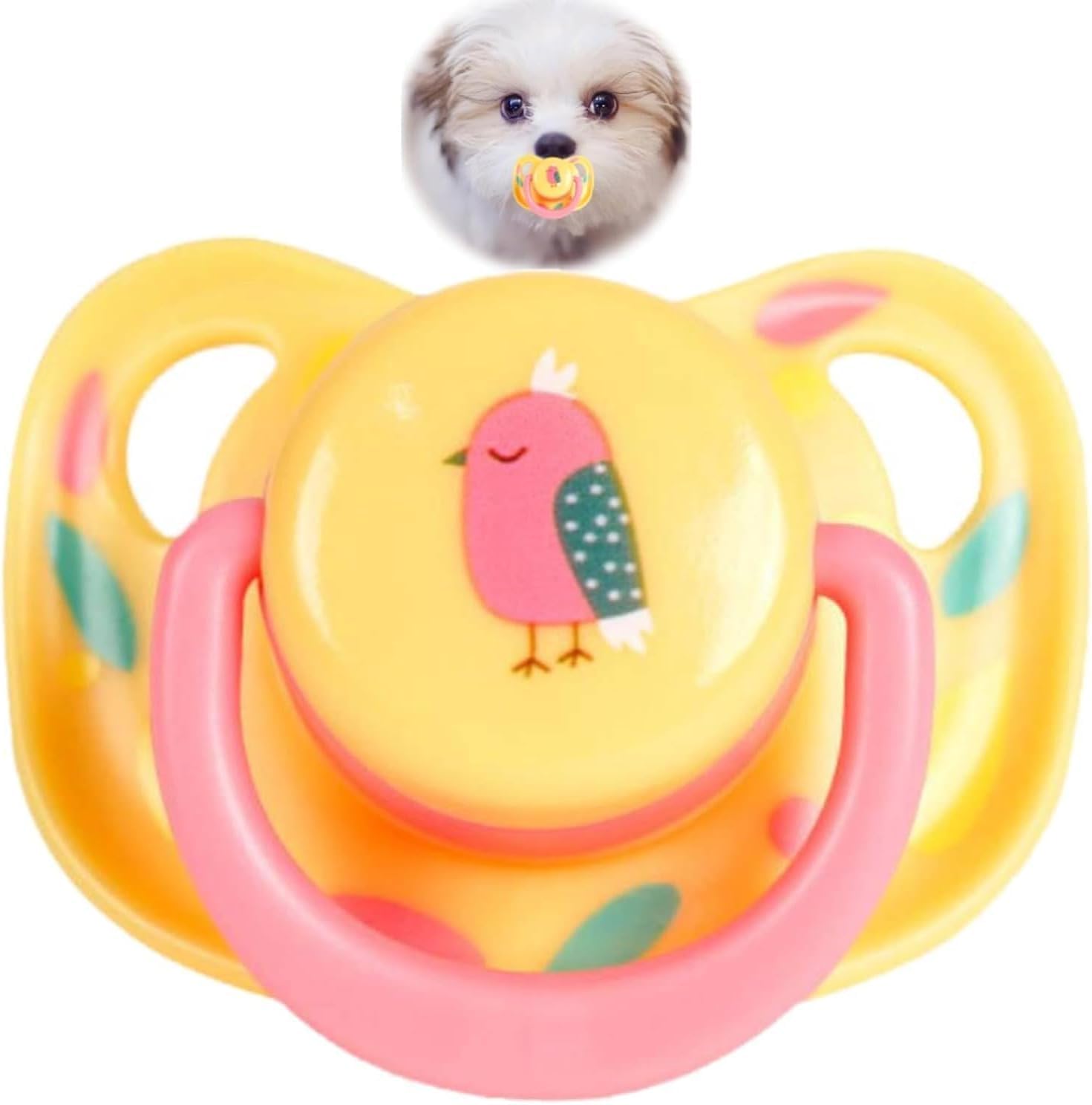 Ymantang Pet Silicone Calming Pacifier, Dog Pacifiers for Small Dogs, Kitten Pacifiers, Puppy Teething Toys and Cat Chew Toys, Essential Pet Supplies, Puppy Essentials and Kitten Supplies (Chicks)