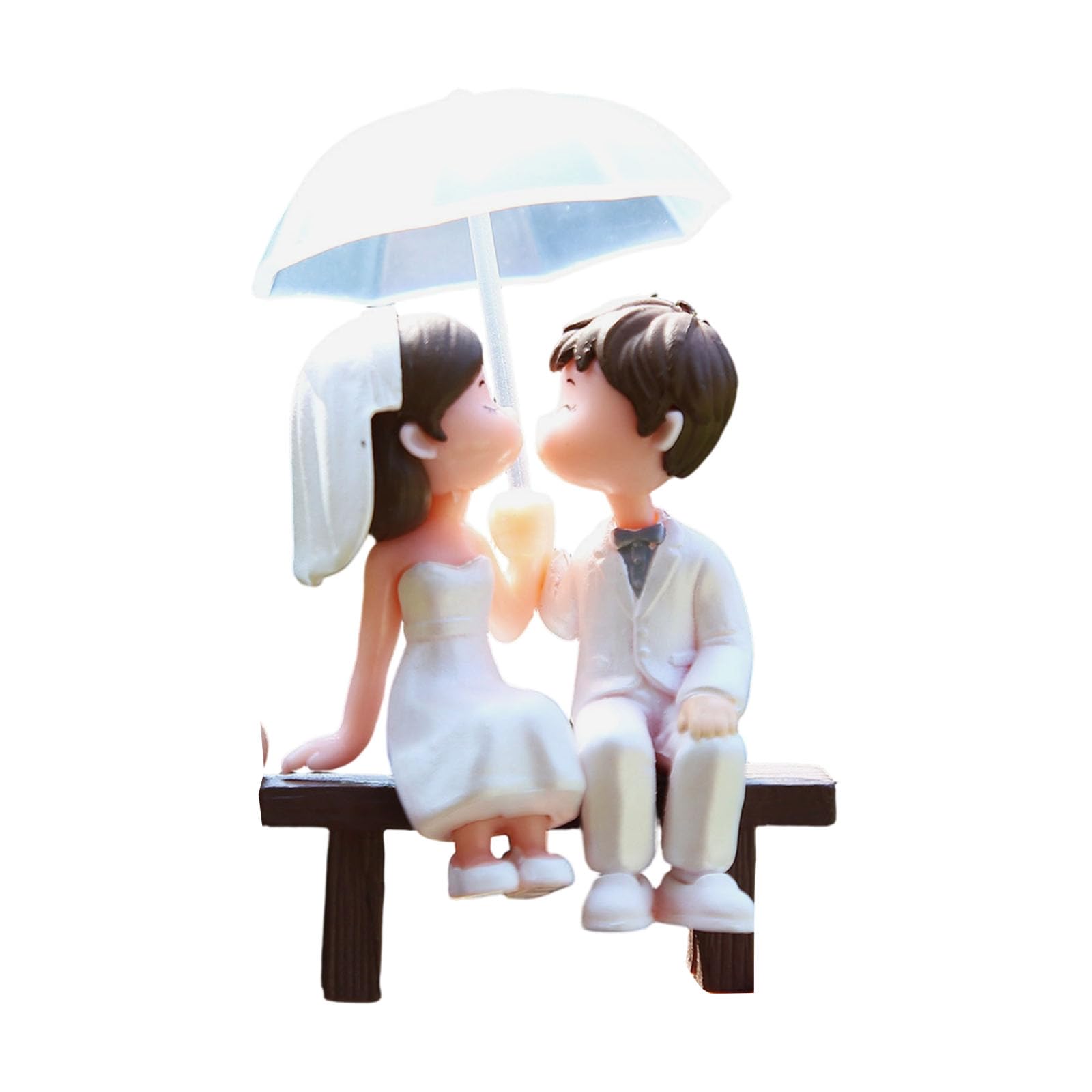 Shunzhong Boys White Cartoon Umbrella Holding Couple Pvc Figurine Couple Statue Figure For Desktop Decoration And Wedding Party Cake Toppers Desktop Figurine