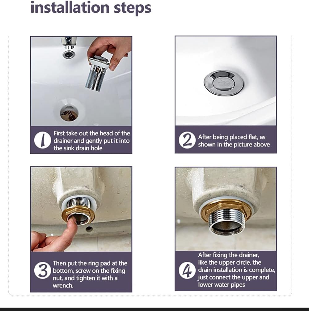 Replacement Sink Plug,Without Overflow Built-in Anti-Clogging Strainer Vessel Sink Drain Bathroom Faucet Vessel Sink,S (Size : S) (Color : One Color, Size : L)