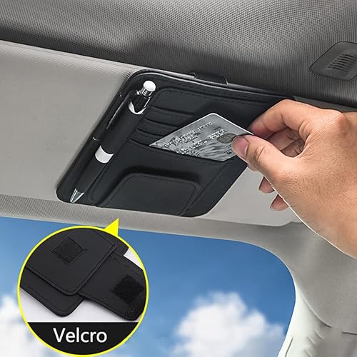 Miniatura 2 de Organizador negro para visera de automóvil pequeño con clip, soportes para lentes de sol para visera de automóvil, accesorios interiores de