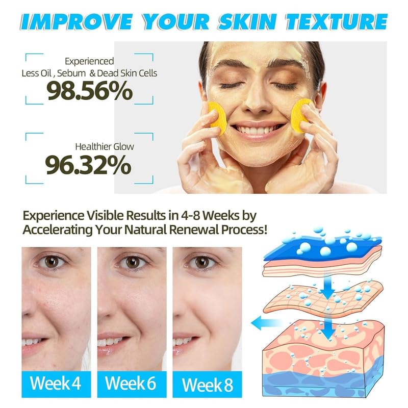 THE PURE NEST Kojic Acid and Turmeric Cleansing Pads for Dark Spots, Skin Brightening & Acne Prevention, Vitamin B5, Vitamin C, Infused Foaming Exfoliating for Face for All Skin (60Pcs) 2