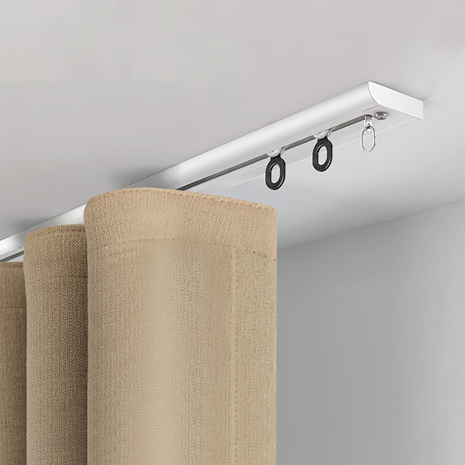 Binario per tende da soffitto, 2, 4, 6, 8, 10 m, per spogliatoio, con ganci a rullo, binari singoli, carico 50 kg