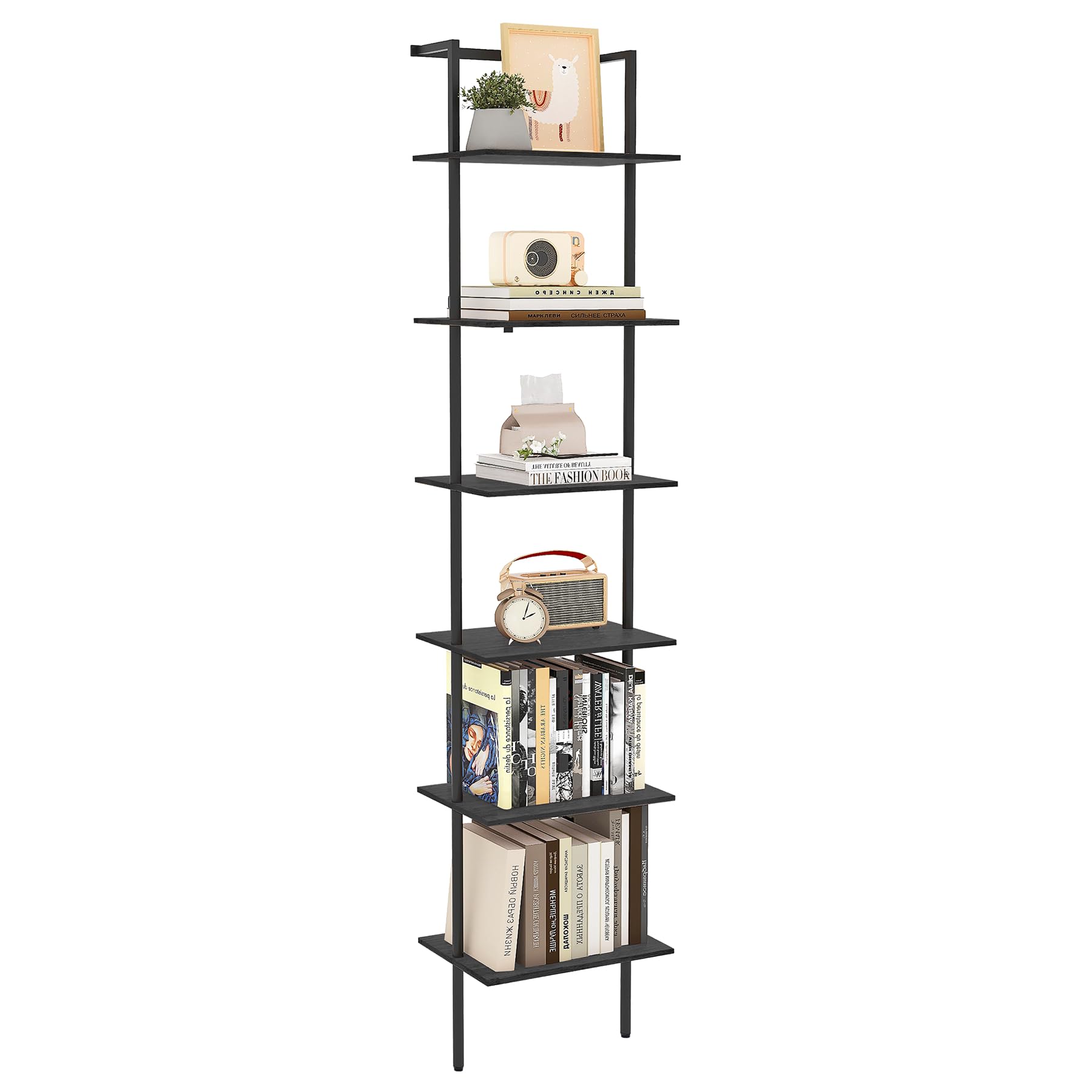Buy 6Tier Ladder Shelf, 77 Inches Wall ed Ladder Bookshelf with Metal