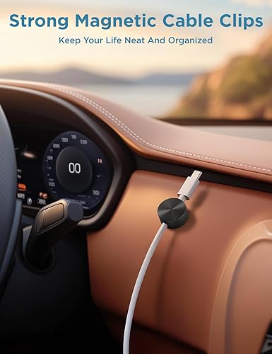Miniatura 3 de Soporte de cable magnético de metal negro, clips de cable de silicona Maveek, organizador de cables magnético para gestión de cables para mesa de