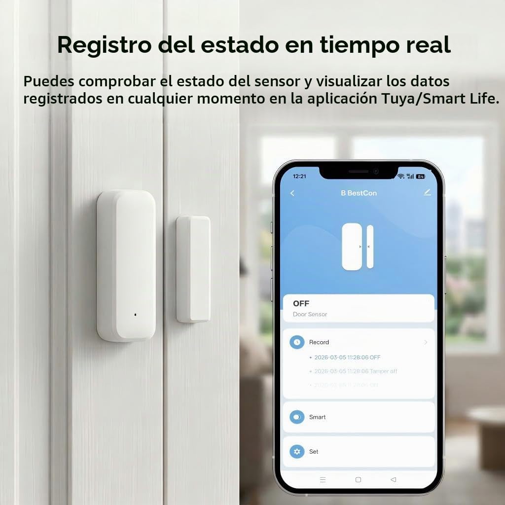 Sensor de puerta y ventana Zigbee inteligente, requiere Hub Zigbee, compatible con Alexa/Google Home/Home Assistant/Tuya, Detector inalámbrico de contacto de ventana para sistema de alarma, No se