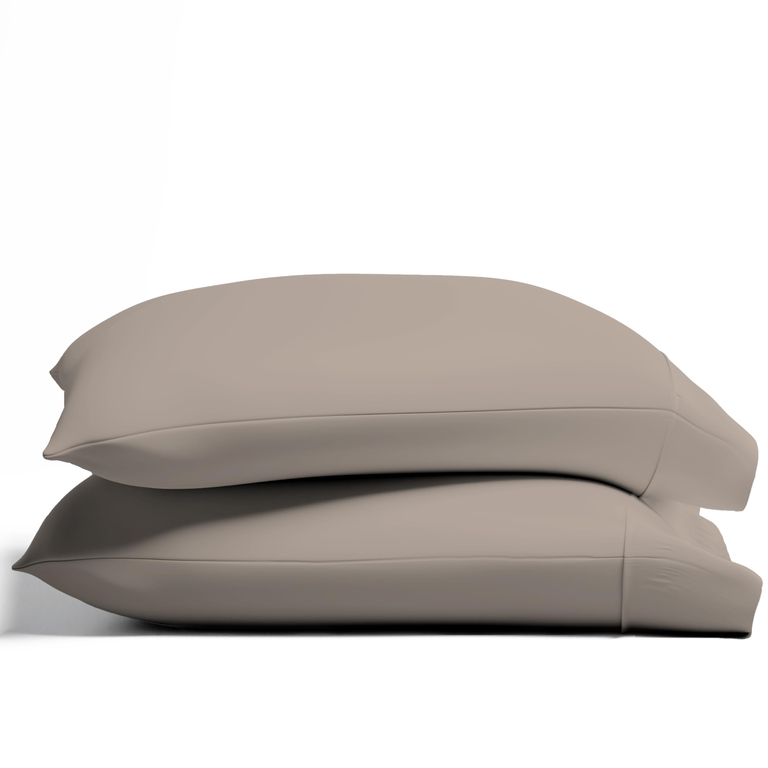 TEXAS LINEN CO. 100% Organic Cotton Pillow Cases King Size Set of 2 - Organic Cotton Percale Weave Pillowcases King Size, Soft, Cooling, Crisp & Breathable Percale Pillow Covers - Taupe