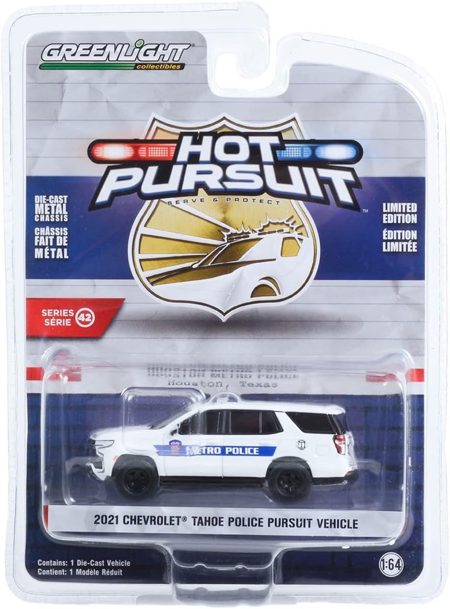 Greenlight 43000-F Hot Pursuit Series 42-2021 Chevy Tahoe Police Pursuit Vehicle (PPV) - Houston, Texas Metro Police 1:64 Scale Diecast