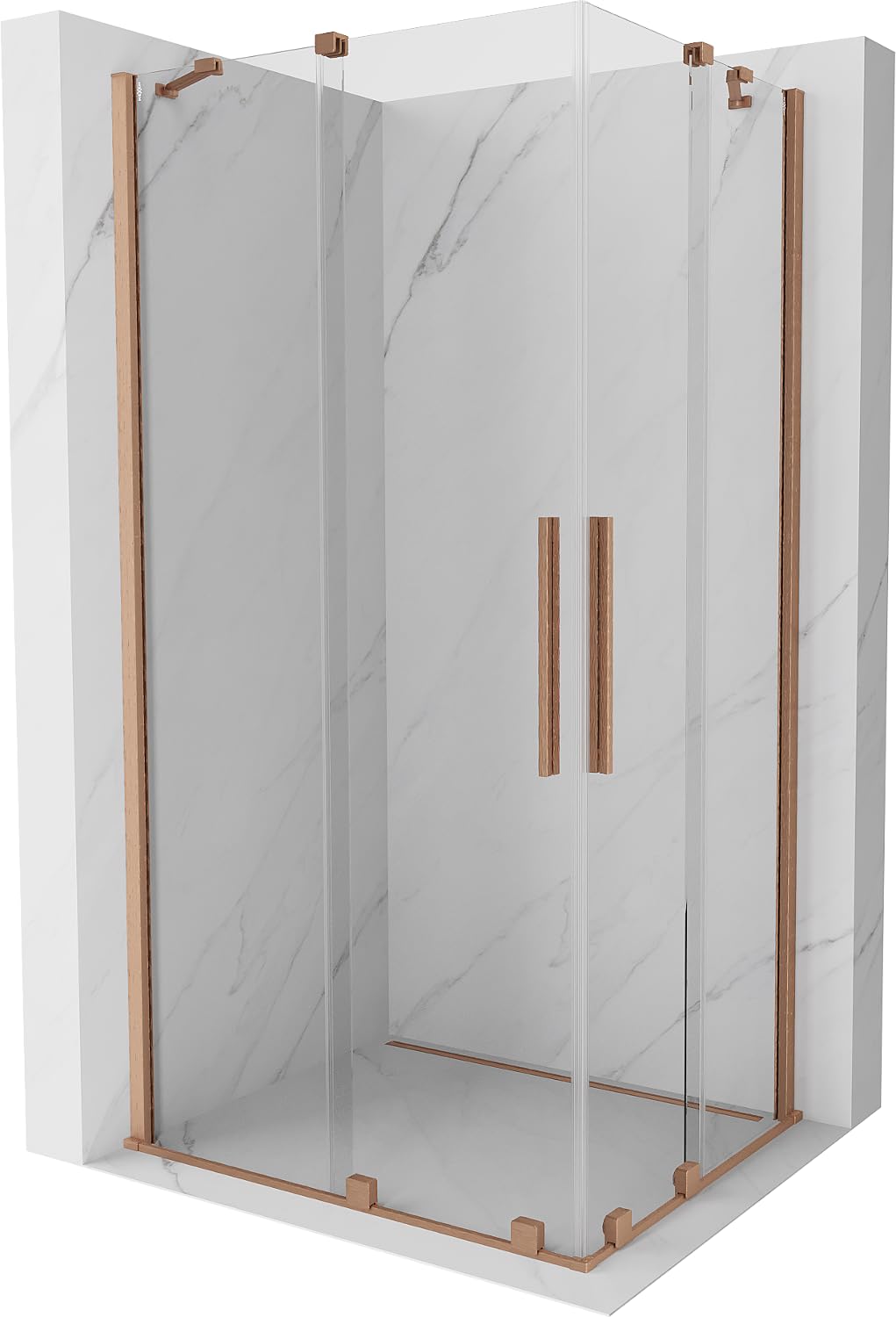 Mexen - Velar Duo Kabina Prysznicowa Rozsuwana 90 X 80 Cm, Transparent, Miedź Szczotkowana