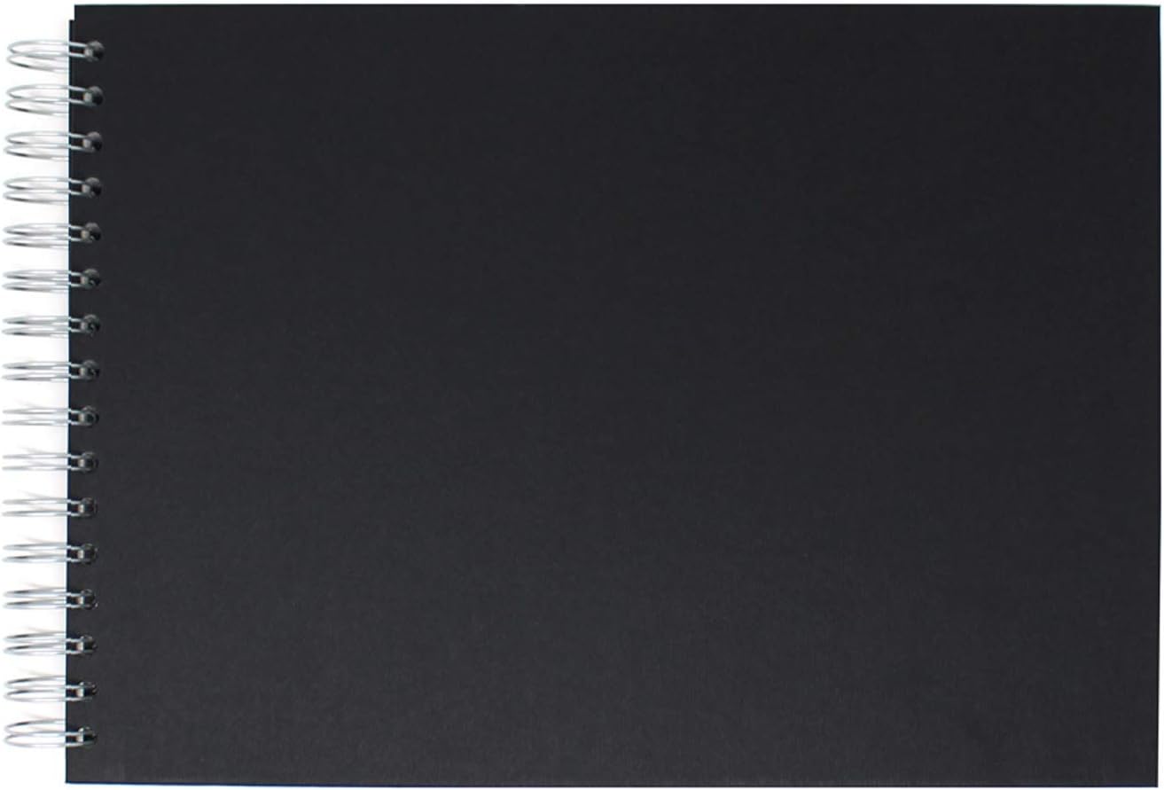 Artway Studio - Spiral Bound A4 Watercolour Sketchbook - Landscape - 48 Sides / 24 Pages - 300gsm (35% Cotton) - Hardback, Black
