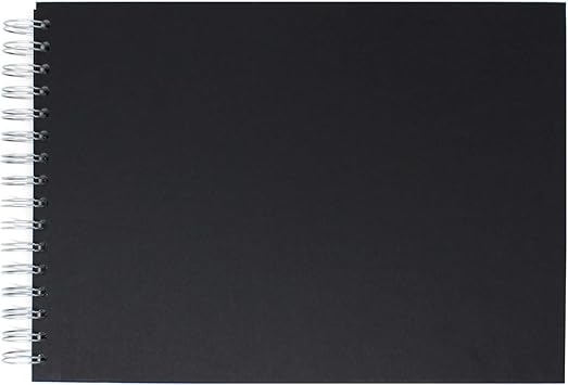 Artway Studio - Spiral Bound A4 Watercolour Sketchbook - Landscape - 48 Sides / 24 Pages - 300gsm (35% Cotton) - Hardback, Black