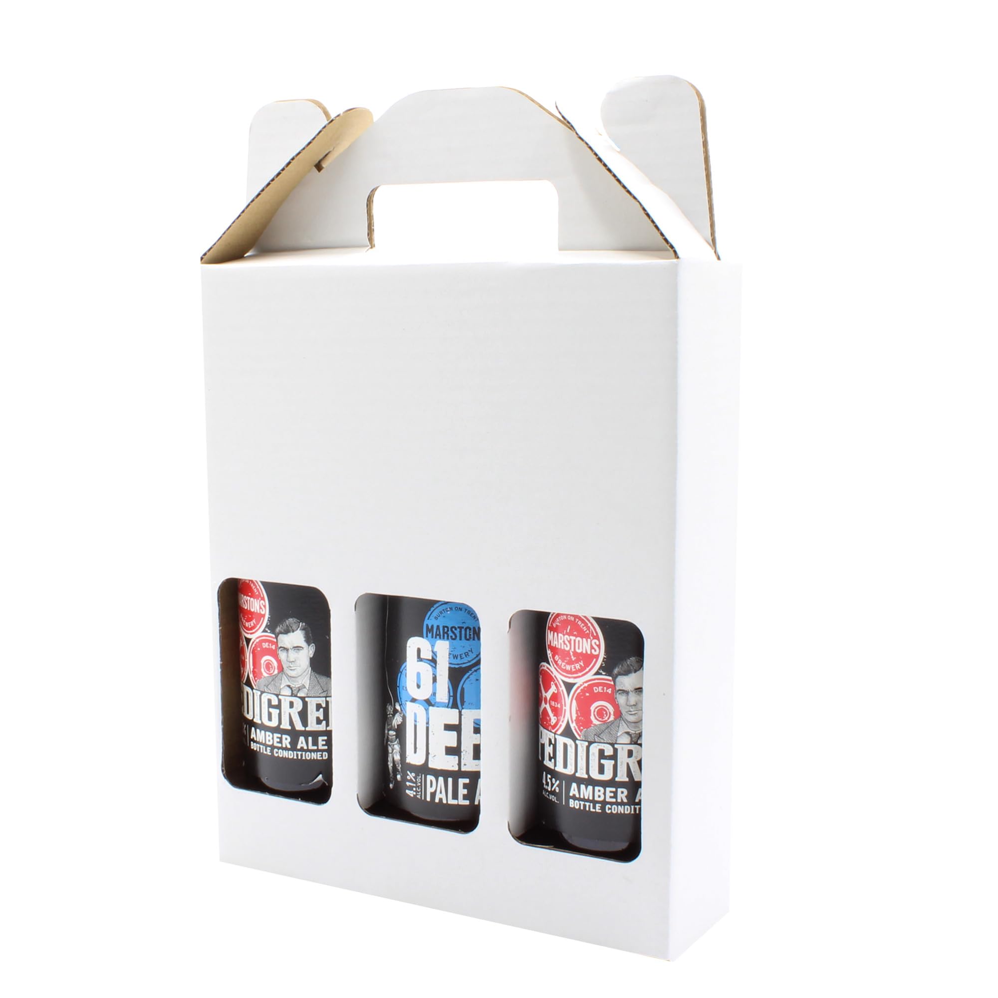 SelfHold White 330ml Or 500ml Beer, Ale, Cider Bottle Carrier Gift Box (215 x 70 x 260mm) Cardboard Holder Home Brew | Ideal for Gifts and Occasions | 3 Beer Bottle Presentation Carriers (50)