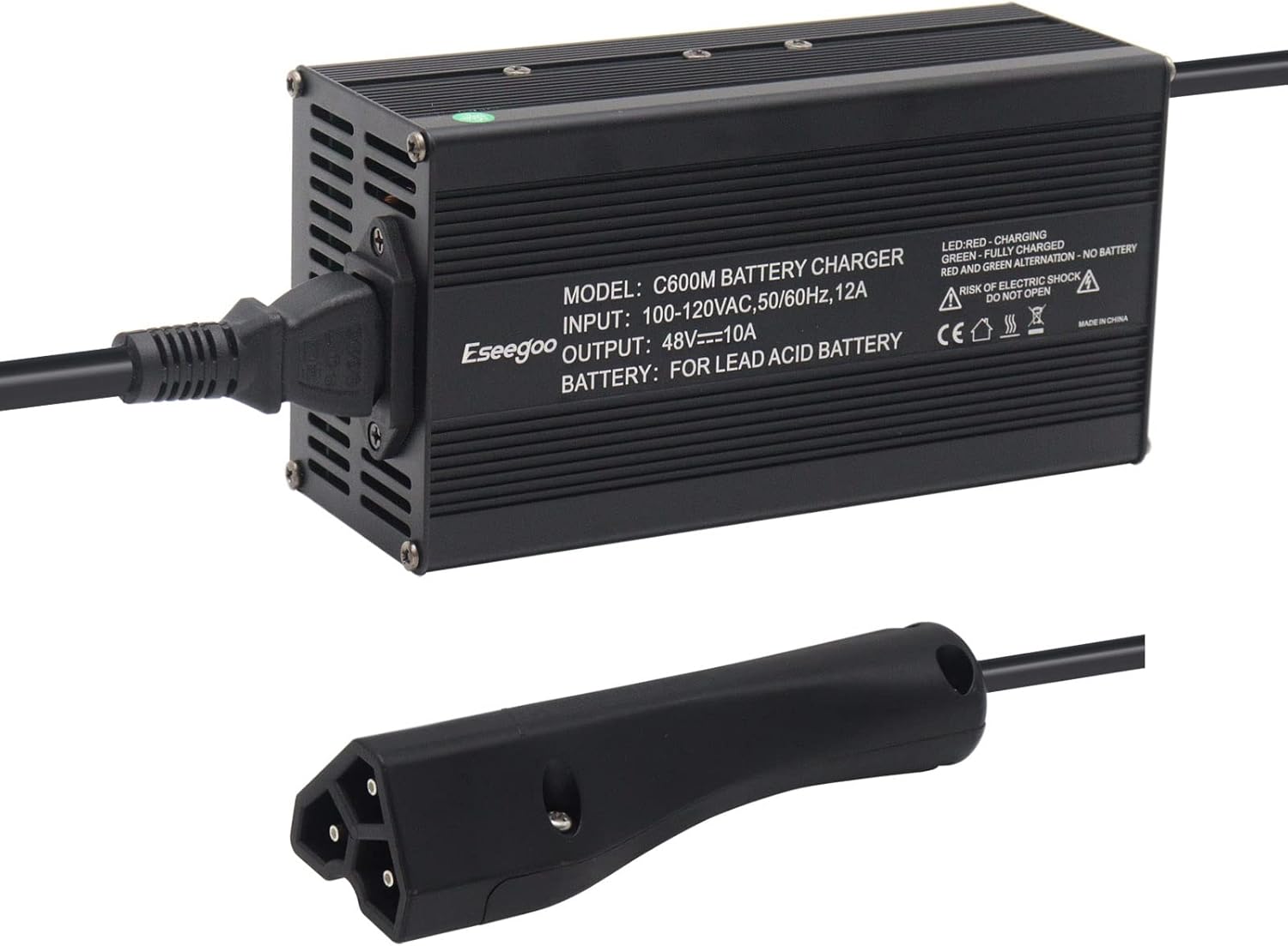 48 Volt 10 AMP Battery Charger Compatible with EZGO RXV & TXT for 48 Volt Golf Carts with RXV Plug/ 3 Pin Triangle Style Plug