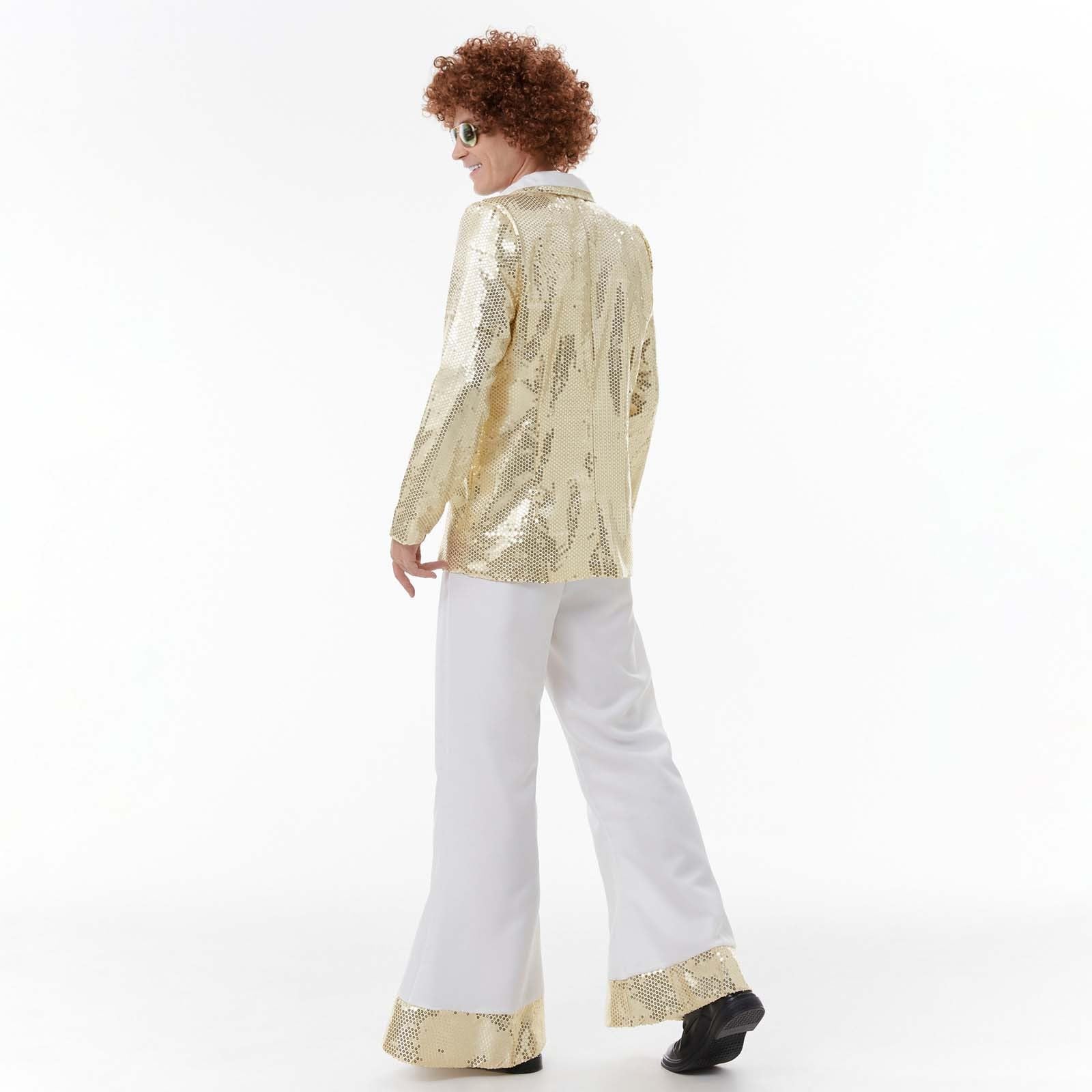 Disfraz de discoteca para hombre, disfraz hippie de los años 70 con peluca afro y accesorios, vestido de discoteca de los años 80, camisa retro para fiesta de Halloween de los años 70