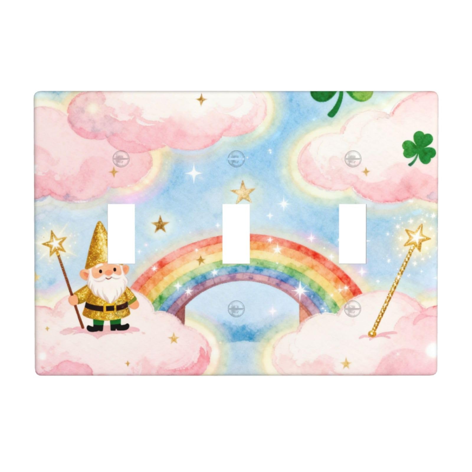 Dreamy Colors 3 Gang Switch Plate Cover-Unbreakable Polycarbonate Wall Plate, Heat Resistant Toggle Switch Decor for Home