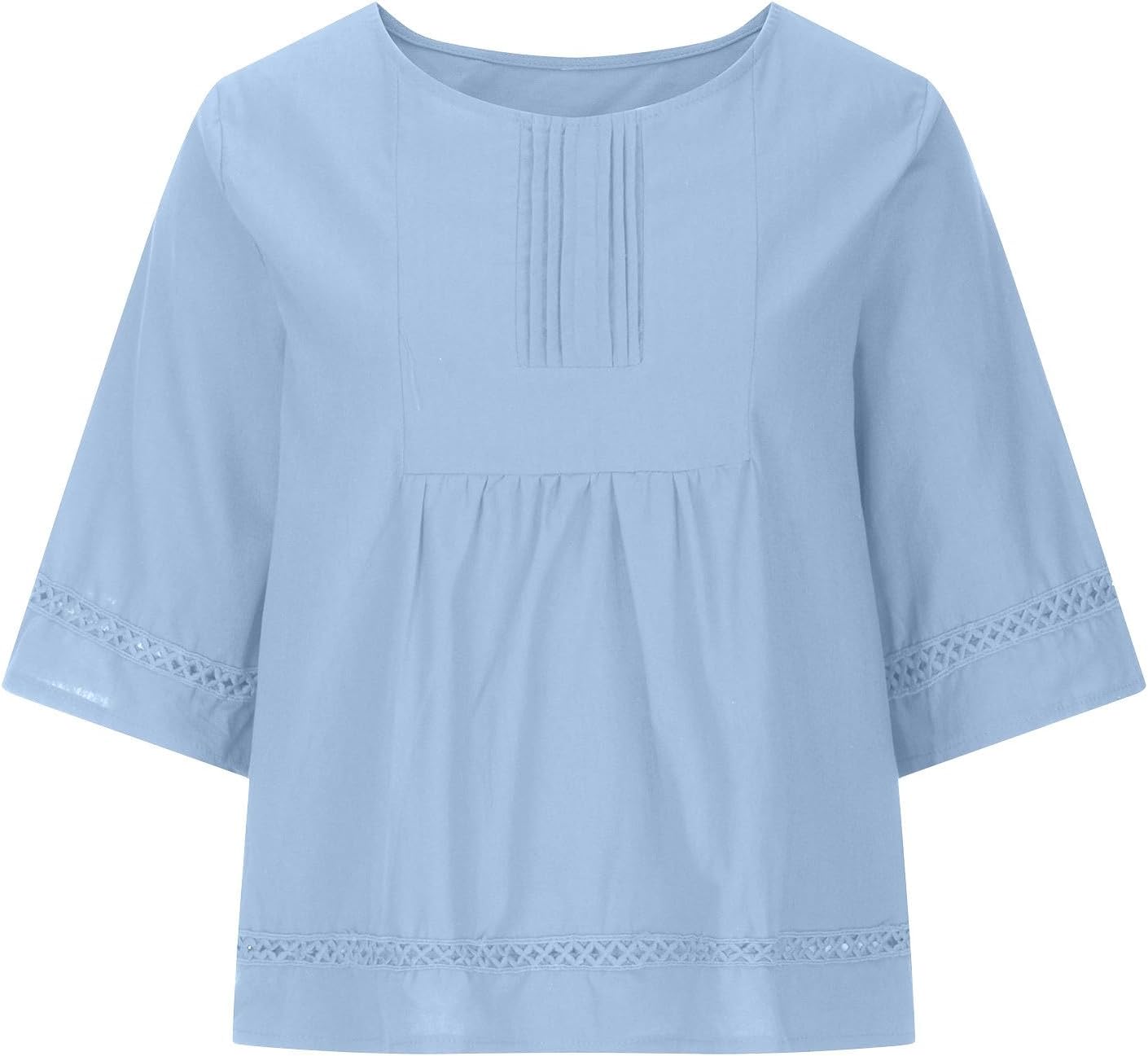 Womens Crew Neck Shirts Hollow Out Solid Color Lightweight Breathable Comfy Quick Dry Beach Tops 2026 Summer