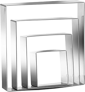 Square cookie cutters ANCKNE Stainless Steel Rectangle Biscuit Molds Square Pastry Molds Fondant Cake Cookie Cutter Set (2...