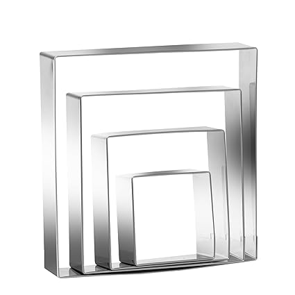 Square cookie cutters ANCKNE Stainless Steel Rectangle Biscuit Molds Square Pastry Molds Fondant Cake Cookie Cutter Set (2 