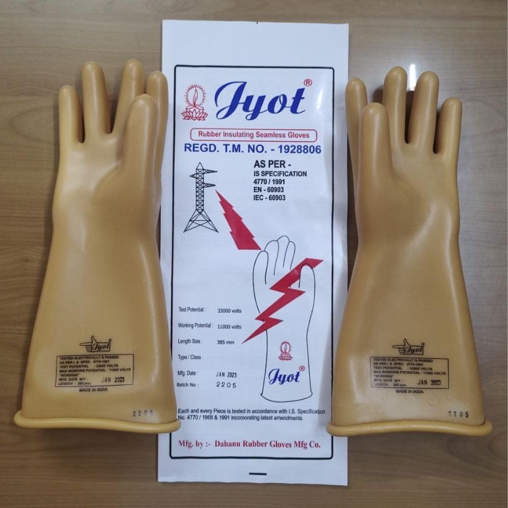 QTM 33 KV Electrical Natural Latex Rubber Safety Hand Gloves
