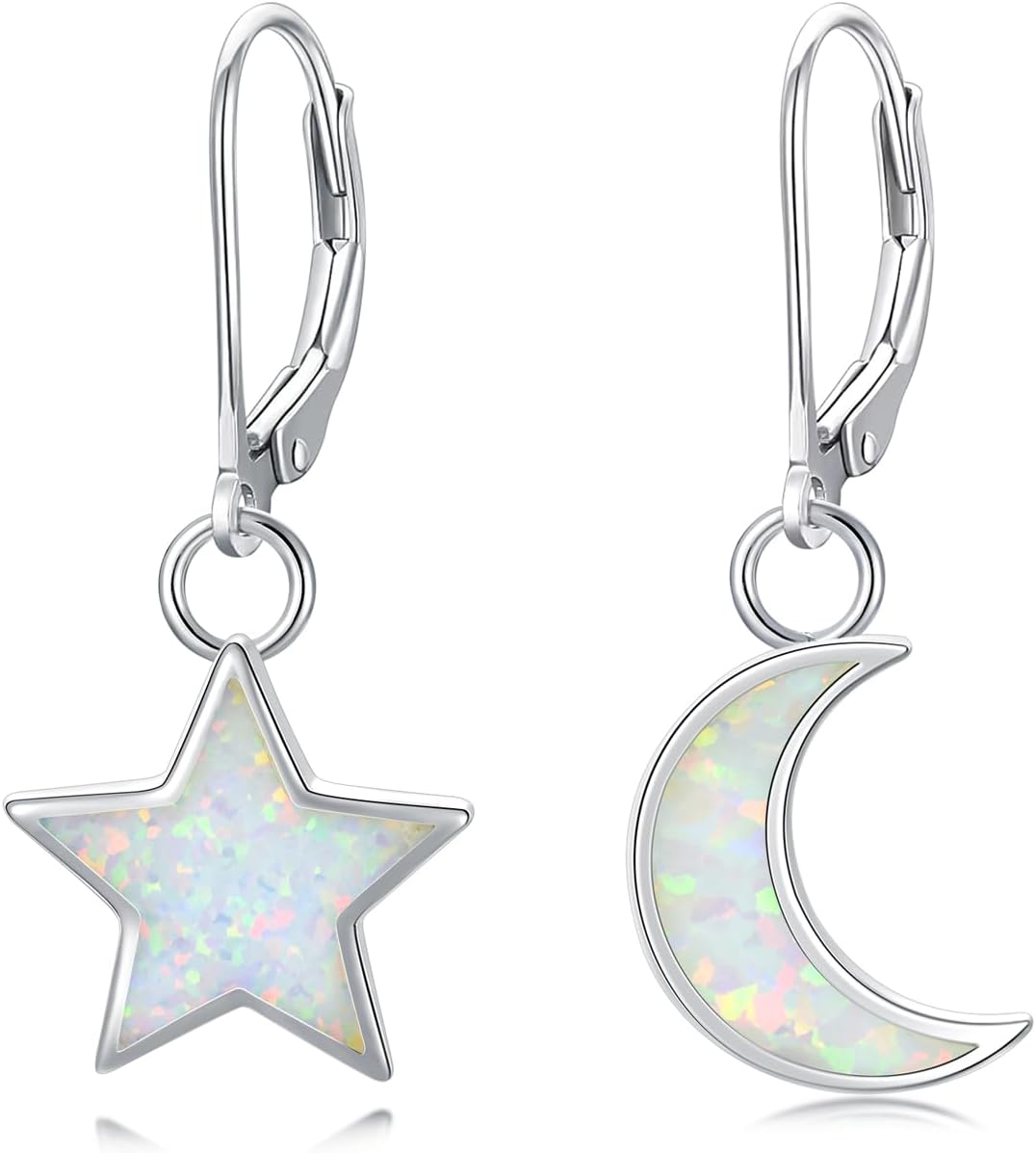 Dorunmo 925 Sterling Silver Leverback Earrings for Women Moonstone Dangle Drop Earrings with Celtic Knot/Star/Turtle/Moon Phase/Celtic Irish Jewelry Gifts for Women