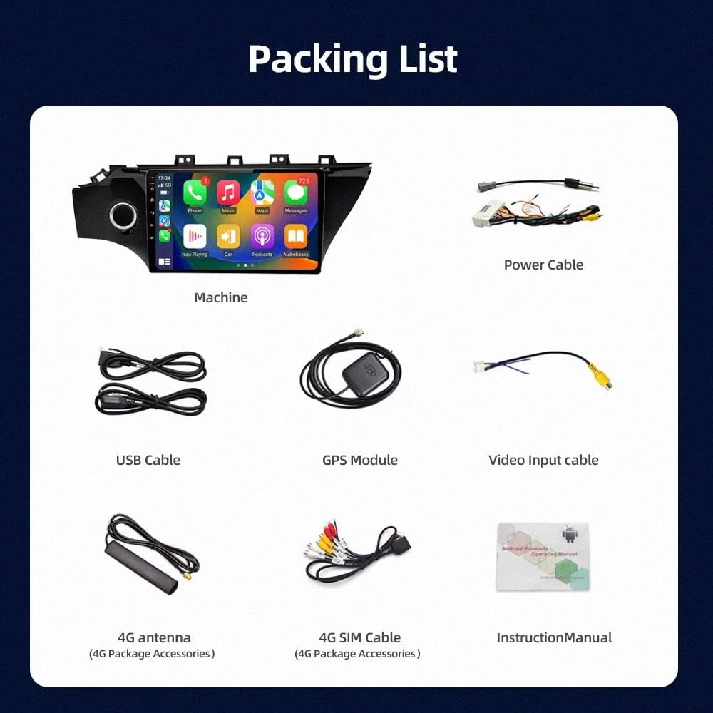 Radio Macchina Touch Screen per KIA RIO 4 x-line 2016-2019 Wireless Carplay Android Auto Stereo Auto Bluetooth Ips con Pantalla Táctil con Gps, 4 Nucleo 2G+32G
