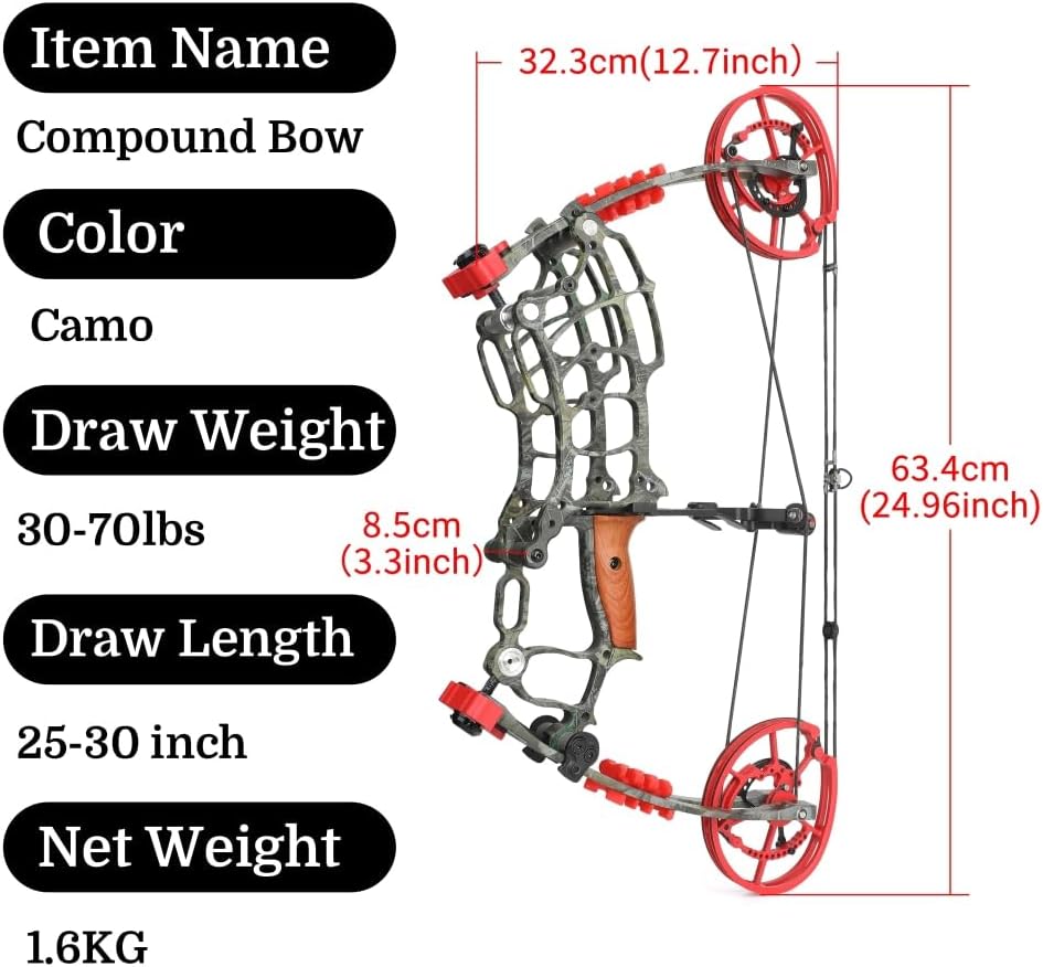 Archery Compound Bow Kit - 30-60lbs Draw Weight, Dual-Use Short Axis Design, Professional Hunting and Target Archery Gear for Right and Left-Handed Users