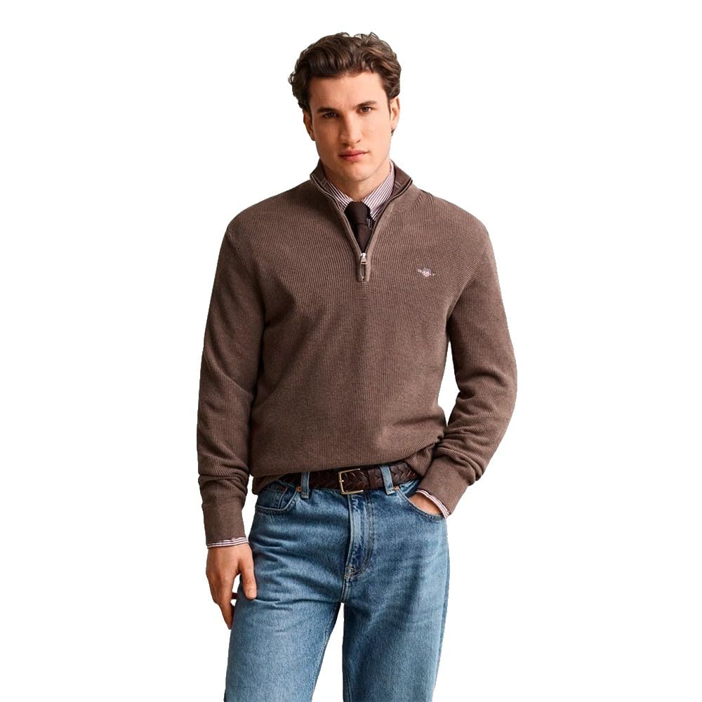 GANT Herren Micro Textured Cotton Half Zip Pullover