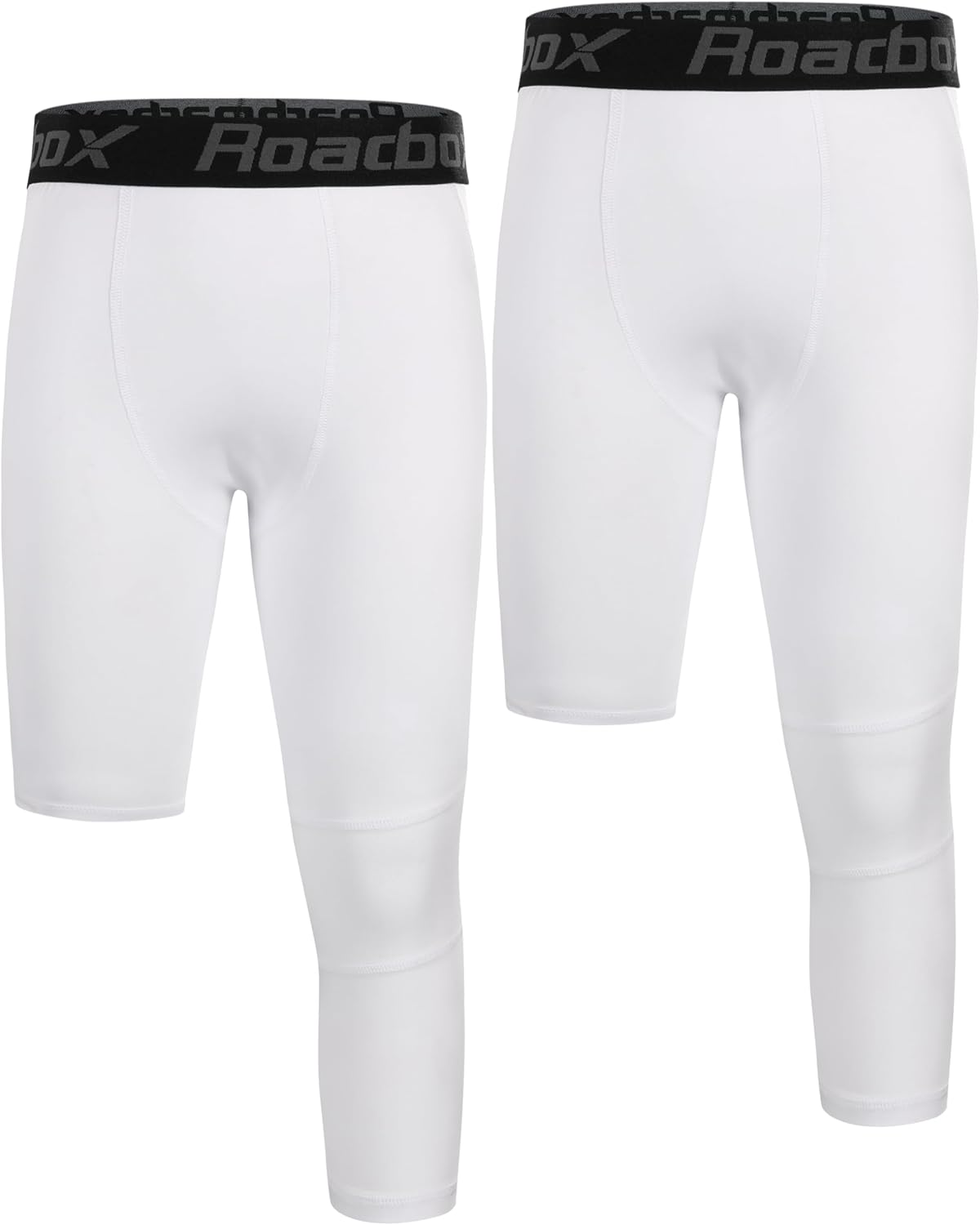 Roadbox Boys One Leg Compression Pants, 2Pack 3/4 Athletic Basketball Leggings, Youth Sports Baselayer Tights
