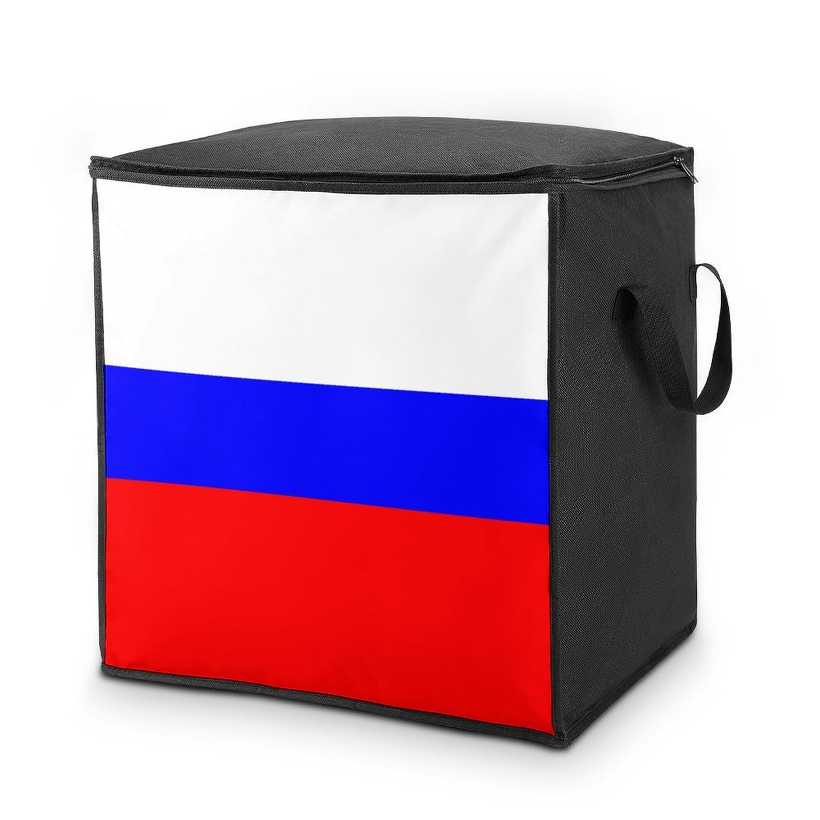 Lyfthologen 70L Storage Bags, Russian Flag Storage Box with Lid Zipper And Handles, Clothes Bags for Quilt, Blankets, Bedding