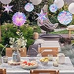 29 Pieces Iridescent Holographic Party Supplies Kit with Hanging Honeycomb Ball Decorative Paper Fan Snowflake Garlands White Star Hanging Swirl Decorations for Birthday Wedding Party Home - Image 4