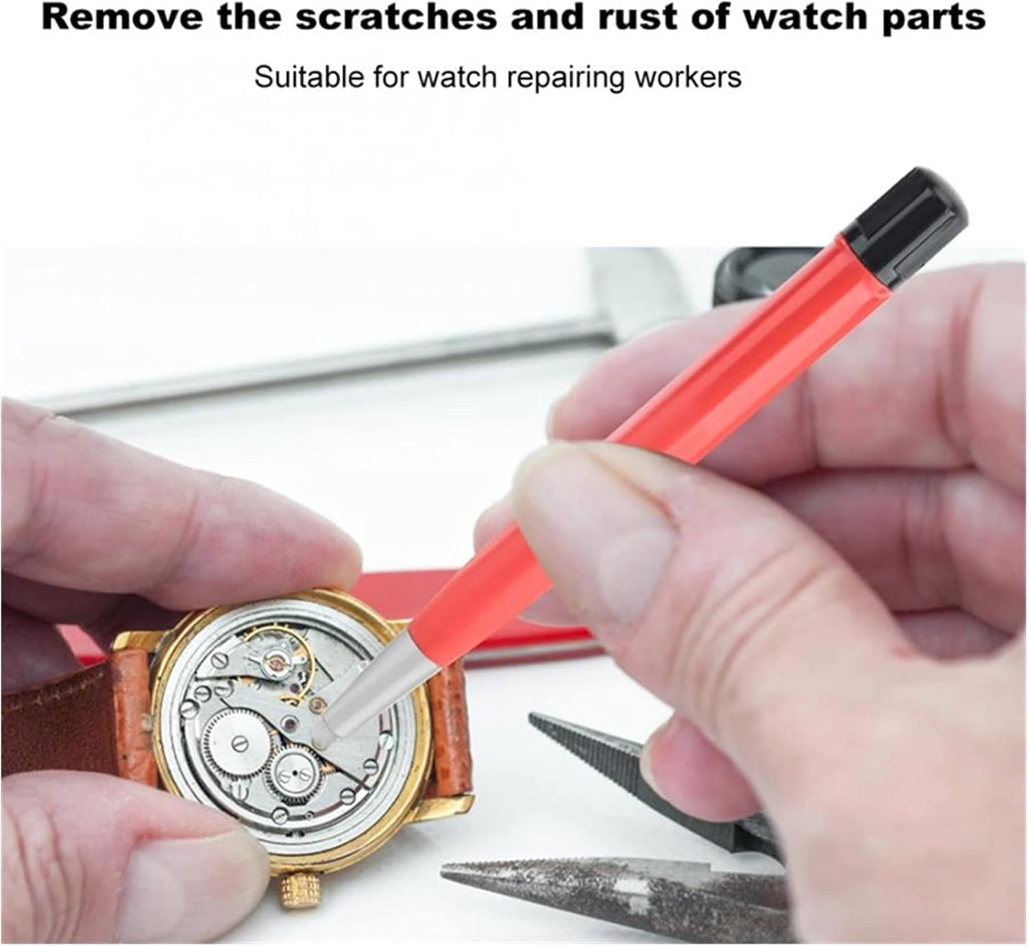 Watch Rust Removal Brush Pen Glass Fiber/Brass/Steel Clean Scratch Polishing Tool Watch Parts Repair Tool Repair Tool kit/30351