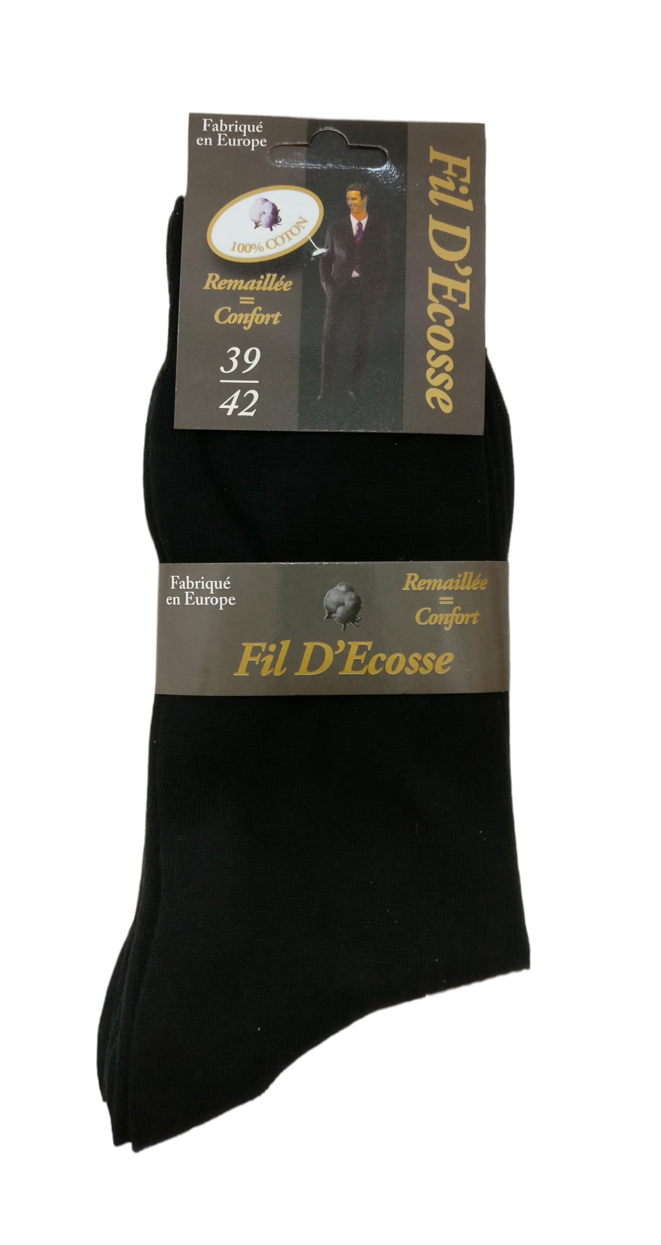 Fil D'Ecosse Pack 6 pares Calcetines hilo de escocia, Calcetines ejecutivos hombre, Calcetines hombre vestir 100% algodón, Talla M (39-42) y Talla L (43-46)