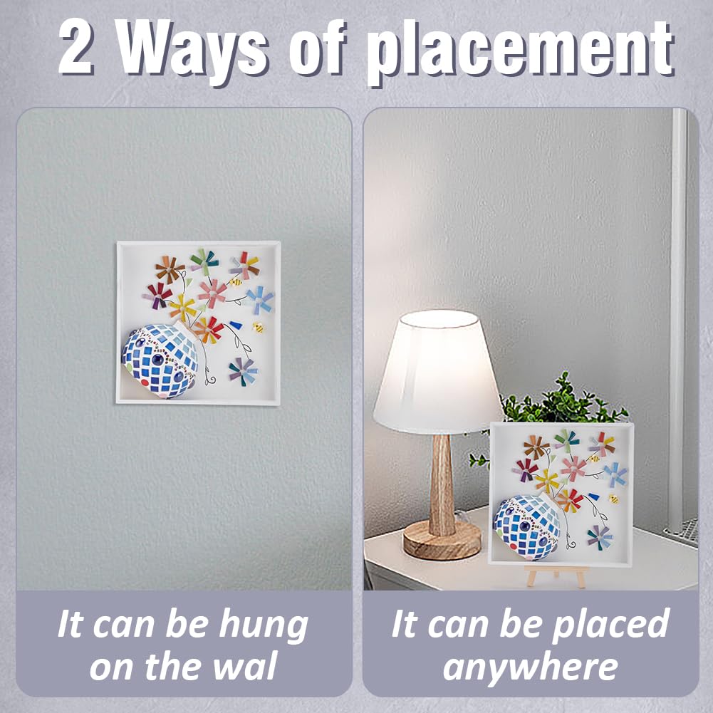 WEBEEDY DIY Mosaic Painting Kit Handmade Flower Vase Pattern Square Frame Mosaic Arts and Craft Kits DIY Adult Mosaic Making Projects Kits with Instruction Christmas Home Table Decor,20x20cm - Image 3