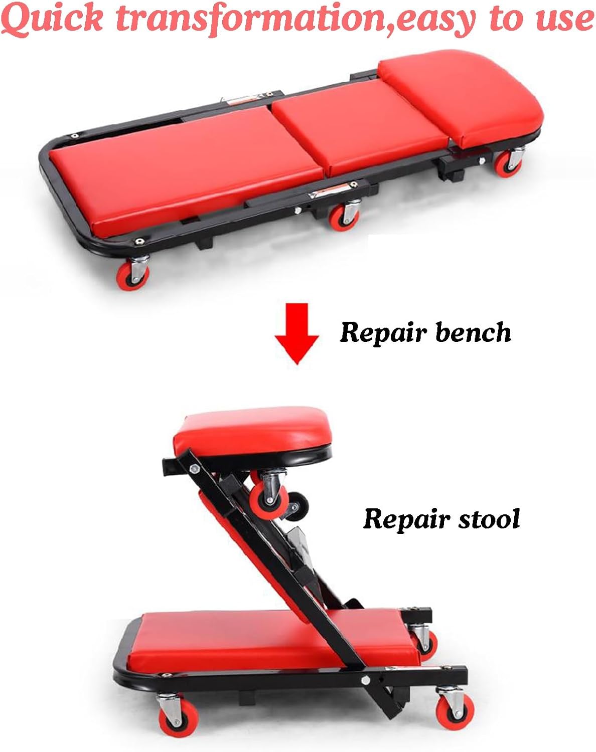 Mechanic Creeper Foldable Z,2-in-1 Garage Shop for Auto Repair,300LBS Capacity,Lay Down or Sit