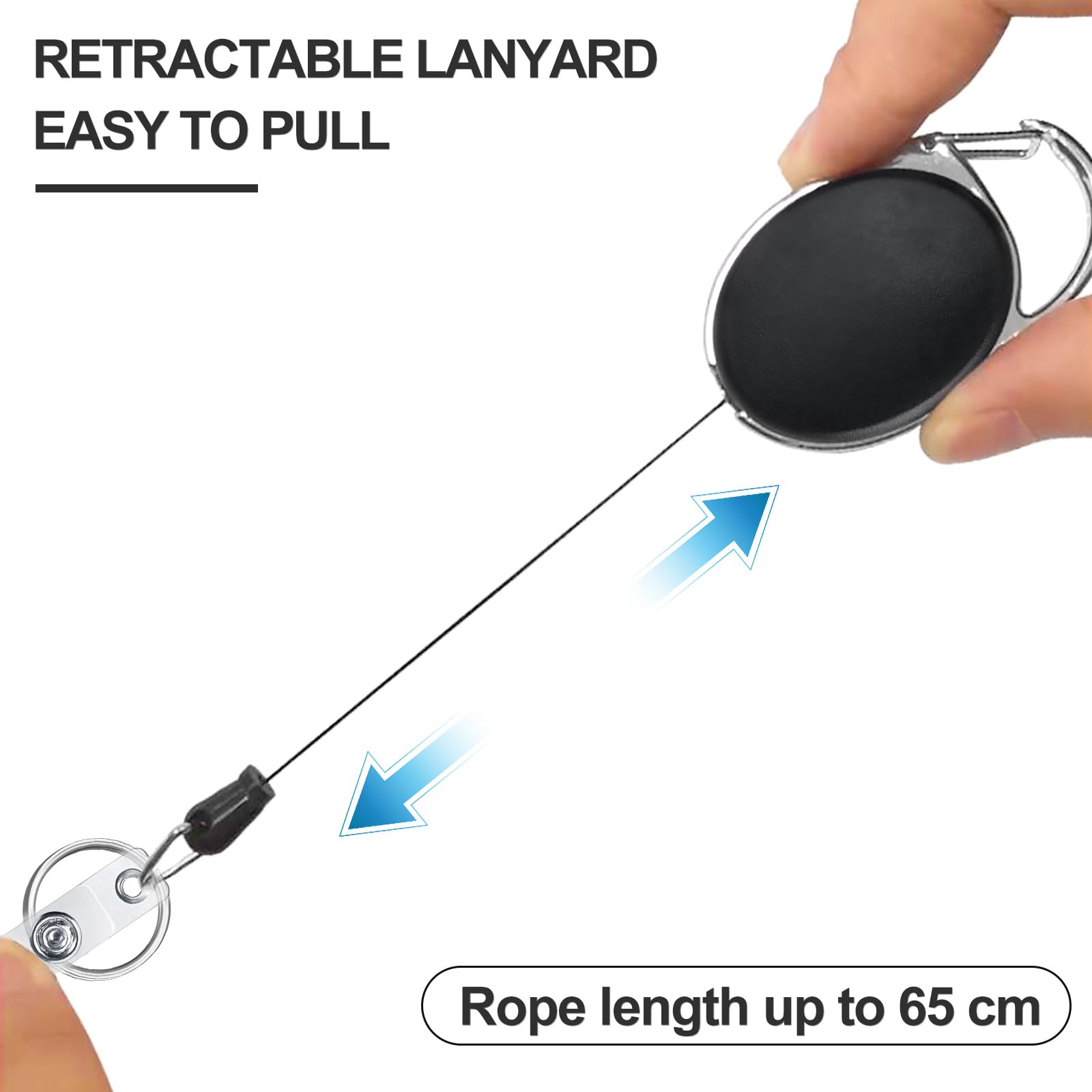 2 Stück Schlüsselanhänger Ausziehbar - Mit Ausweishülle & 80cm Stahlseil | Heavy Duty