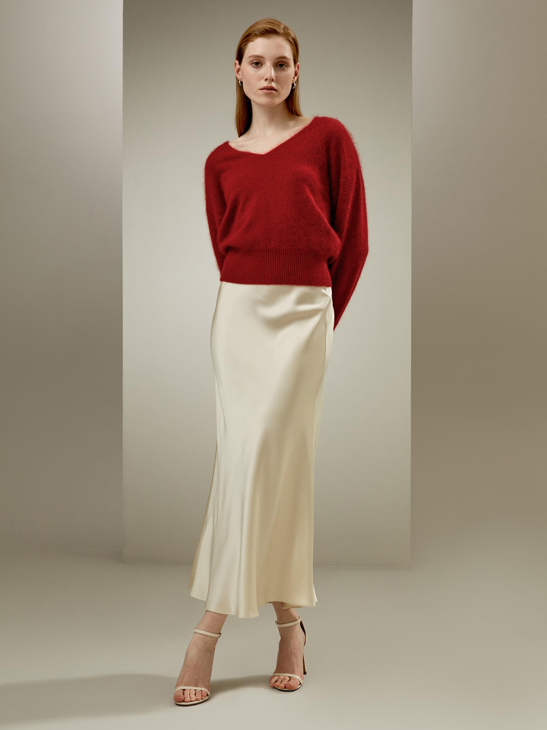 LilySilk Damen Maxirock aus 100% 32MM Seide Langer Seidenrock mit ausgestelltem Saum Midi-Seidenrock