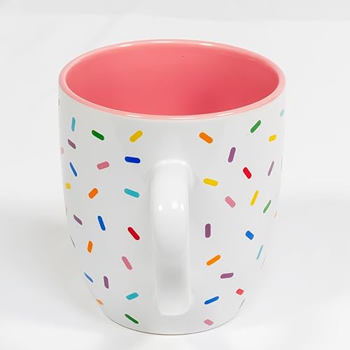 Miniatura 6 de Taza  Taza rosa  Taza de café Rainbow Sprinkles  Taza para pastel de cumpleaños  Taza de café grande, divertida, taza de café con arte verde,