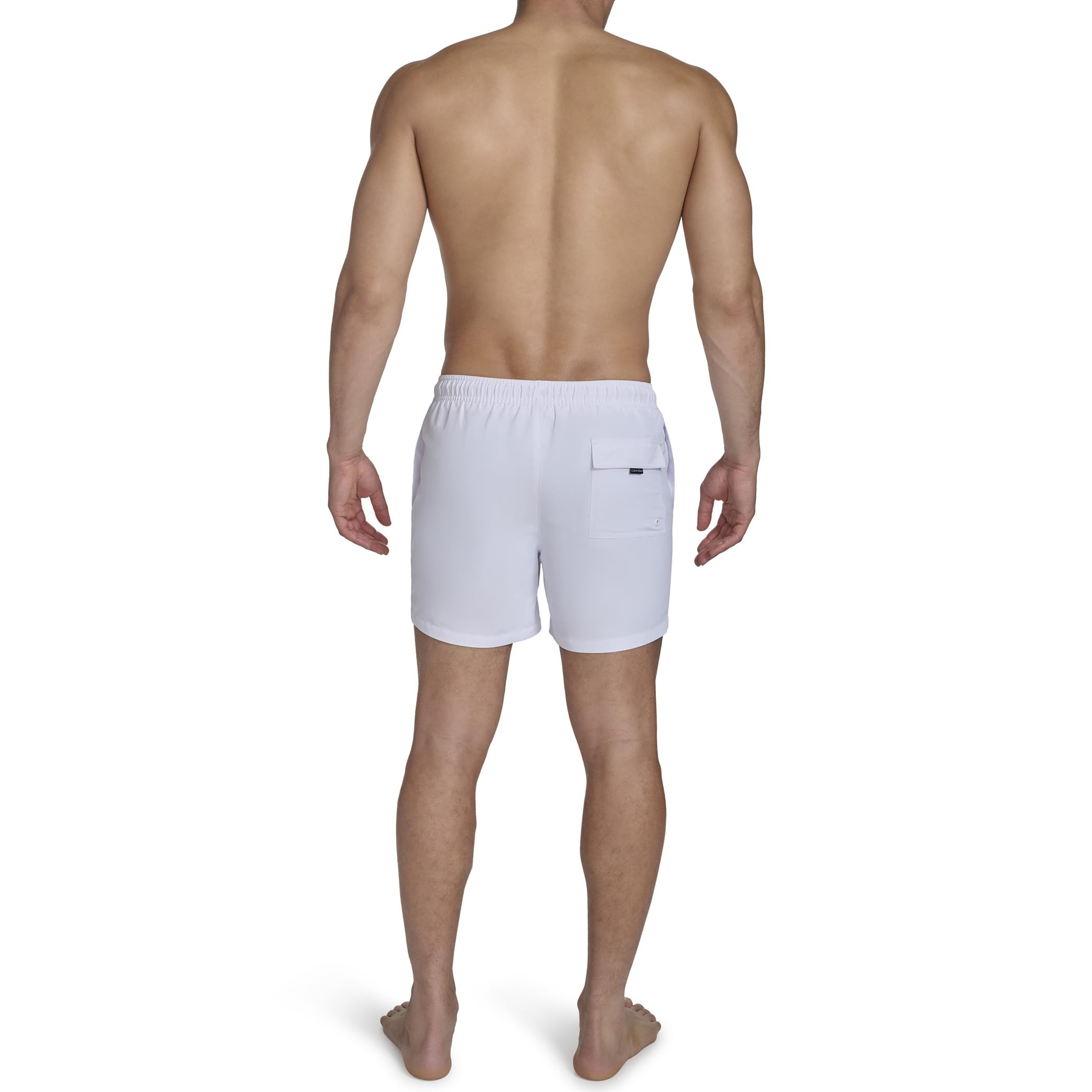 Calvin Klein Volley Quick Dry Lightweight Swim Trunk Costume a Pantaloncino, Bianco/Giardino opulento, M Uomo
