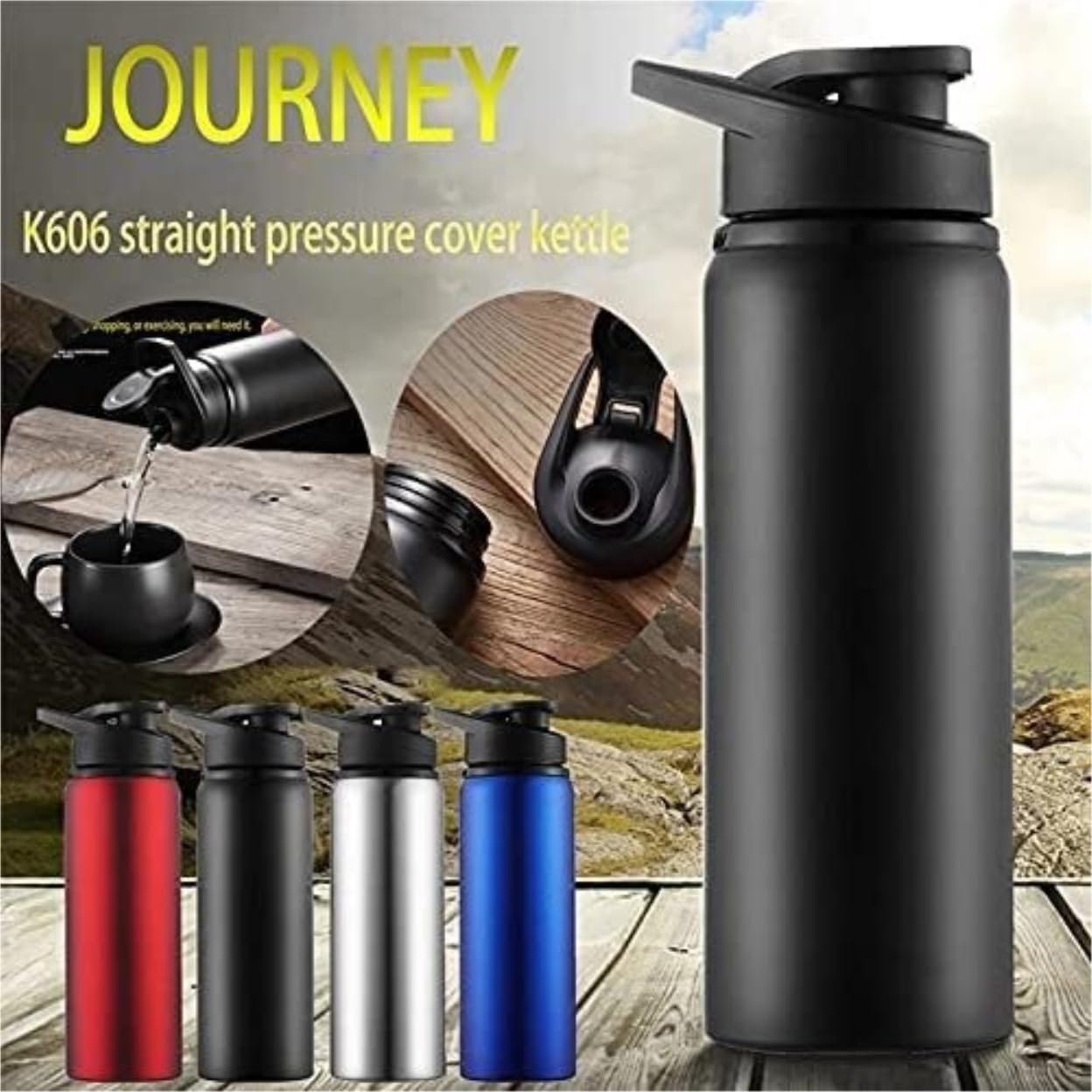 Borraccia Borraccia Sportiva Portatile in Acciaio Inossidabile Bevanda Dritta Bicicletta da Viaggio Bollitore Freddo Tazza Termica da Esterno Water Bottle(Blue)
