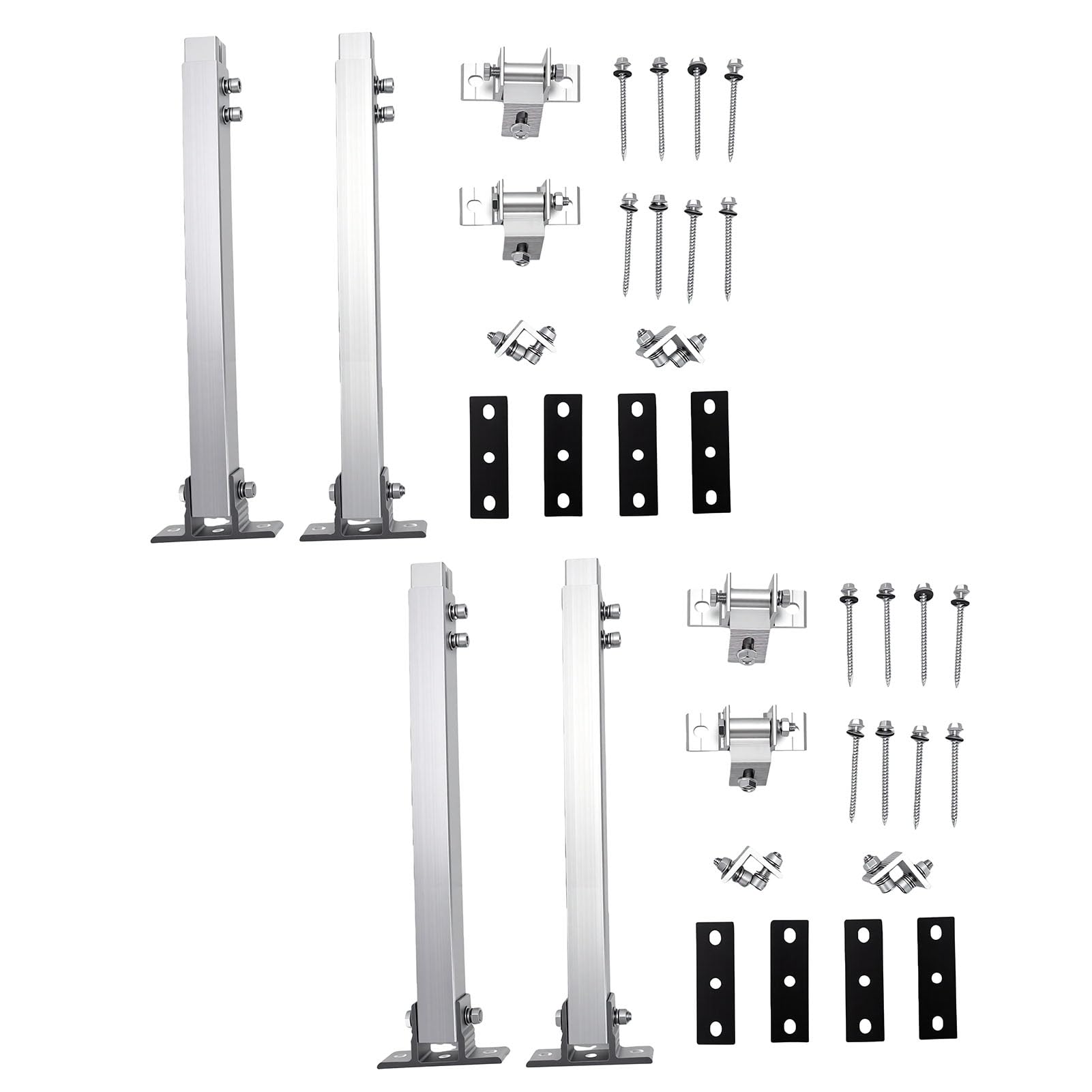 Garosa 2 Set Staffa di Montaggio per Pannello Solare Supporto per Pannello Solare per Carichi Pesanti Lega di Alluminio AL6005-T5 Pellicola di Ossidazione 15μ Angolo Regolabile da 15° a