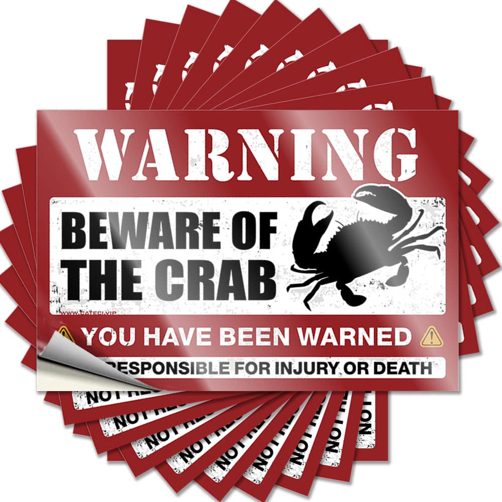 Stickers for Car Beware of Crab Funny Sticker 10 Pcs Funny Stickers for Cars Car Stickers for Windows(12X18CM)