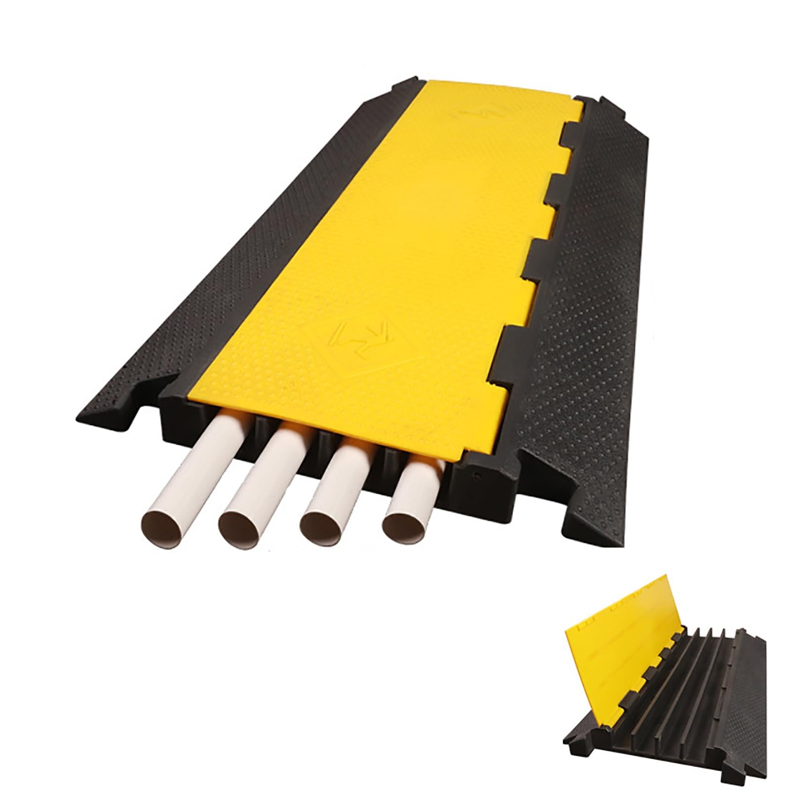 Pasacables de Suelo para Proteger Las Cables Protector de PVC y Caucho para Cable de Suelo de 4 Canales, Capacidad de Carga de 5000kg, para Uso en Exteriores e Interiores