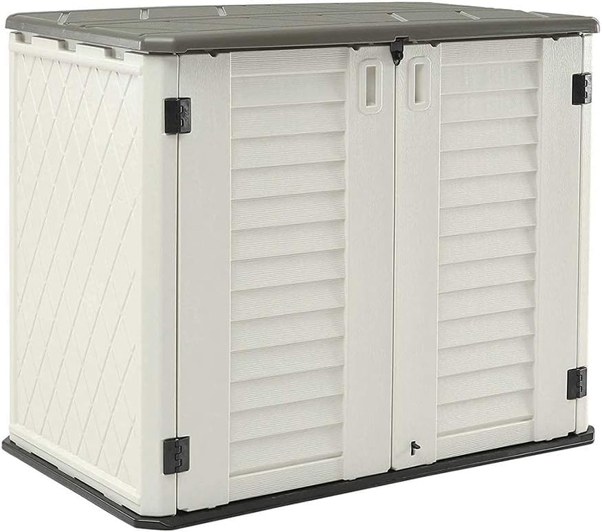 HOMSPARK Storage Shed Weather Resistance, Multi-Purpose Outdoor Storage Cabinet for Backyards and Patios, 36 Cu.ft Capacity Horizontal Storage Shed for Bike, Lawnmower, Trash Cans, Patio Accessories